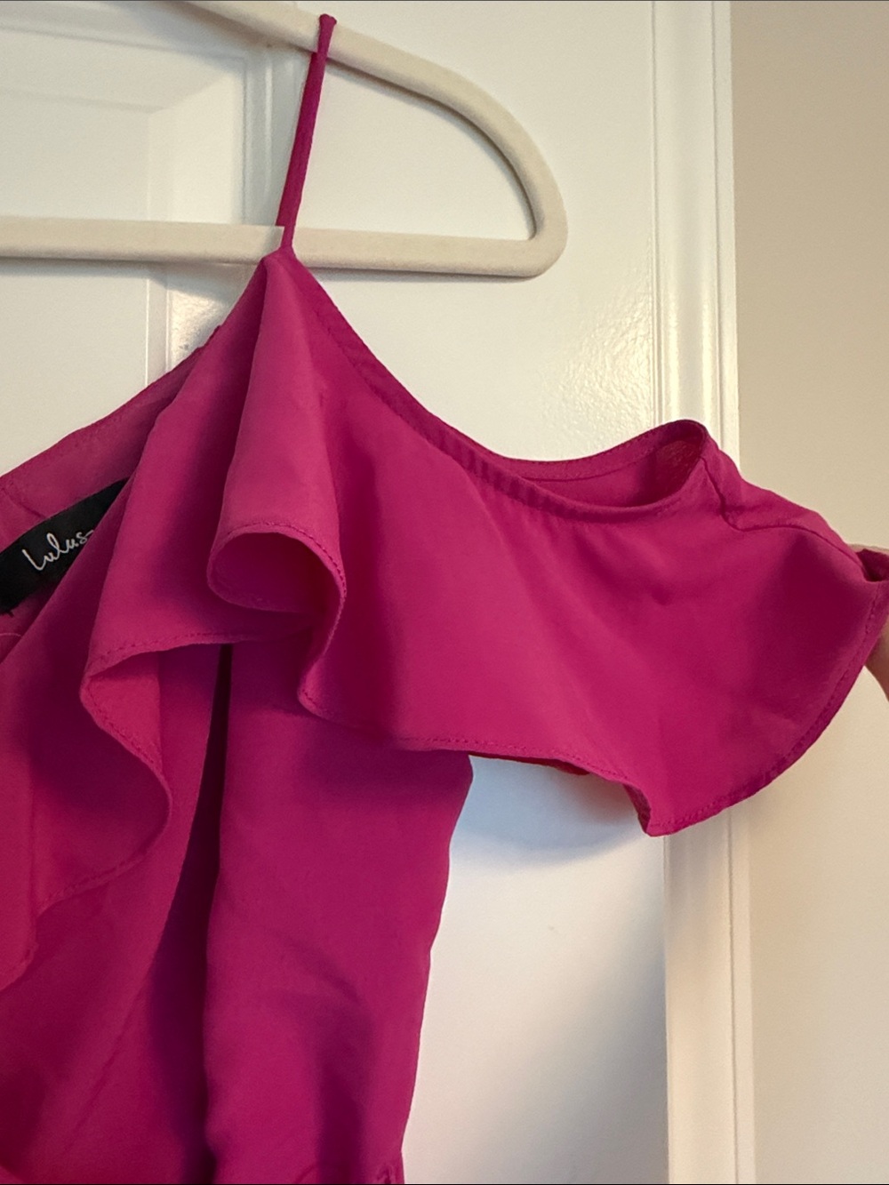 Lulu's Fuchsia Ruffle Spaghetti-Strap Maxi Dress - Picture 3 of 3